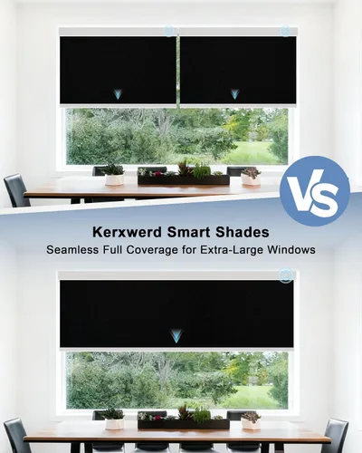 Vista 2 de Persianas inteligentes personalizadas de 110 pulgadas de ancho para ventanas grandes, persianas enrollables motorizadas 100% opacas compatibles