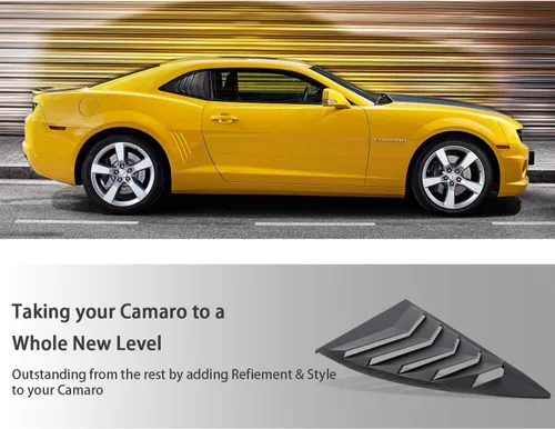 Vista 2 de Para Camaro 2010-2015 LS LT RS SS GTS Cuarto Lateral Ventana Scoop Louvers ABS Ventana Scoop Cubierta Ventilación Lambo GT