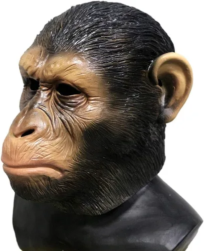 Vista 3 de HENGYUTOYMASK Disfraz realista de mono de chimpancé Accesorios Máscara de simios César