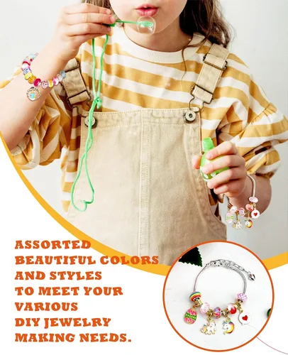 Vista 7 de 240 cuentas europeas surtidas de agujeros grandes, cuentas espaciadoras, cuentas de diamantes de imitación para manualidades, collares, pulseras