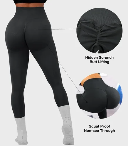 Vista 2 de JGS1996 Leggings con levantamiento de glúteos ocultos para mujer, control de abdomen, cintura alta, entrenamiento, gimnasio, pantalones de yoga