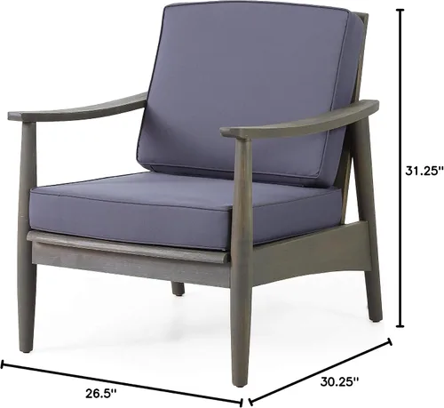 Vista 12 de Christopher Knight Home Willowbrook - Silla de club al aire libre con cojín, madera de acacia, color negro (juego de 2)
