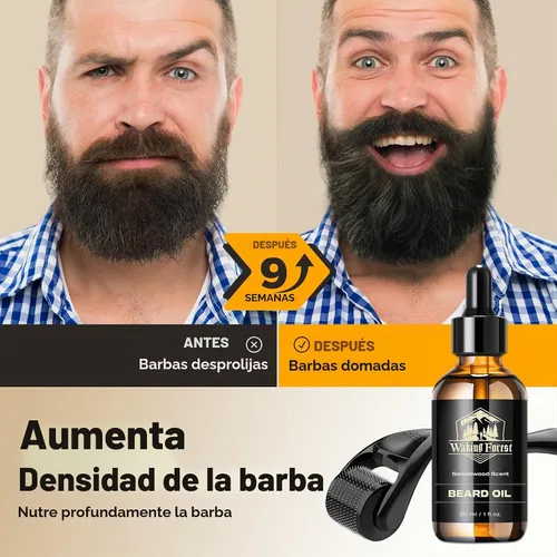 Vista 6 de Waking Forest Derma Roller 0.010 in y aceite para barba (1 onza), kit de barba de sándalo, rodillo de microagujas para barba con titanio 540