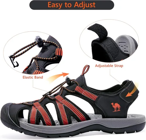 Vista 2 de CAMELSPORTS Sandalias de senderismo para hombre, puntera cerrada, sandalias de playa al aire libre, impermeables, deportivas para pescador, zapatos