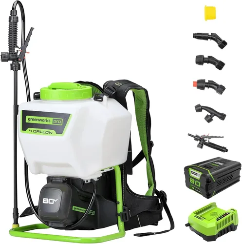 Vista 11 de Greenworks Pulverizador de Mochila a Batería de 80V de 4 Galones con 5 Boquillas, Presión de 70PSI-Herbicida, Control de Plagas, Desinfección