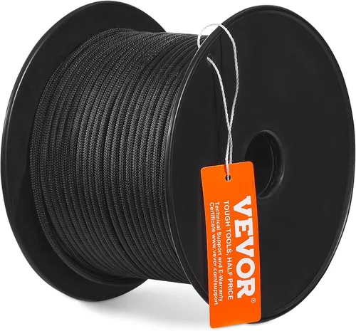 Vista 10 de VEVOR Cuerda de nailon trenzada, 3/16 pulgadas x 250 pies, 32 hebras, 720 LBS de resistencia a la rotura para exteriores, aparejo de árbol arborista