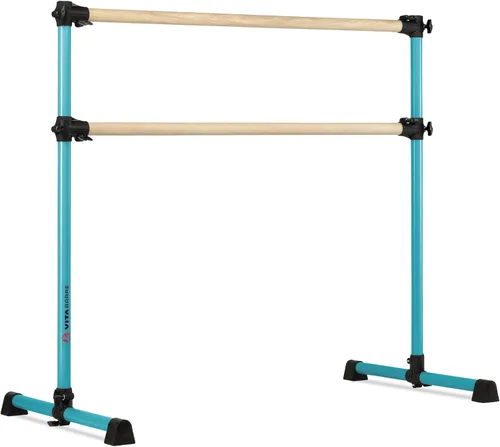 Vista 34 de Barra de ballet portátil independiente doble Vita Barre, Prodigy, de madera Altura ajustable, hecha en EE. UU., equipo de ejercicio para casa