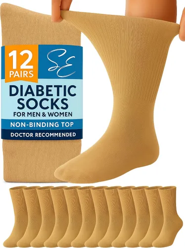 Vista 13 de Calcetines para diabéticos Special Essentials para hombres y mujeres – 12 pares de calcetines para neuropatía sin ataduras que absorben la humedad