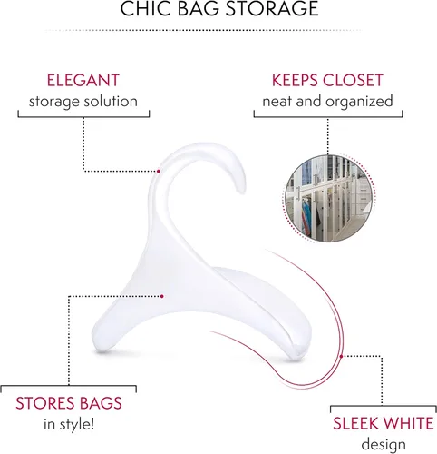 Vista 5 de Bag-a-Vie Percha para armario Ganchos organizadores de bolsos para colgar bolsas y bolsos, protege la forma de la bolsa y organiza el espacio