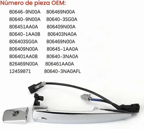 Vista 3 de 806469N00A Manija de puerta cromada exterior delantera izquierda lado del conductor, con sensor y sistema de entrada inteligente sin llave