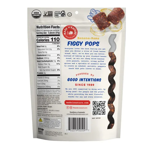 Vista 2 de Made In Nature Mantequilla orgánica de nueces de plátano Figgy Pops, 4.2 onzas (paquete de 6)