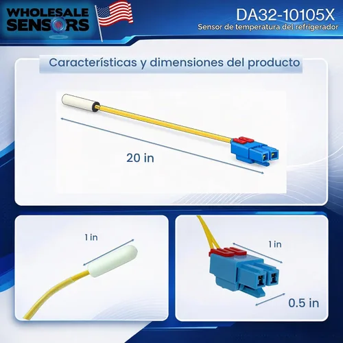 Vista 3 de Sensor de temperatura del refrigerador Samsung DA32-10105X de repuesto 24 meses de garantía y soporte de EE. UU