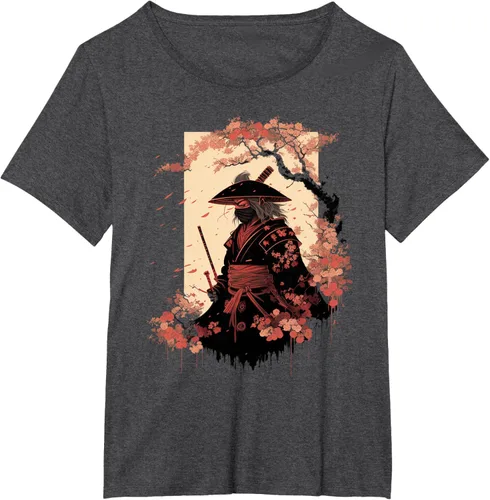 Vista 21 de Camiseta estética vintage samurái de arte japonés samurái retro cereza, Negro