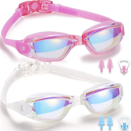 Vista 9 de Gafas de natación, paquete de 2 gafas de natación para adultos, hombres, mujeres, jóvenes, niños
