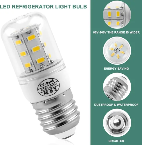 Vista 2 de AMI PARTS 5304511738 Bombilla para refrigerador kei d34l, bombillas LED para refrigerador de 3.5 W compatibles con bombilla frig.idaire AP6278388