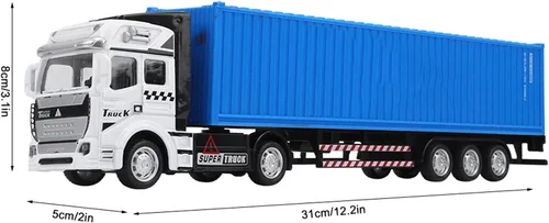 Vista 6 de SUNGOOYUE 1:48 Contenedor camión modelo juguete, simulación niños contenedor camión modelo juguetes para niños regalo juguete (azul)