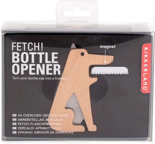 Vista 5 de Kikkerland Fetch! - Abrebotellas de acero inoxidable para perro, divertido accesorio de cocina para el hogar, bar, regalo