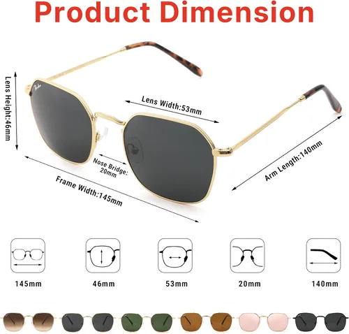 Vista 5 de Pro Acme Gafas de sol hexagonales para mujeres y hombres, lente de cristal