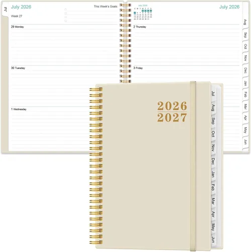 Vista 20 de Agenda 2026 – Agenda semanal y mensual de enero de 2026 a diciembre de 2026, planificador 2026 encuadernado en espiral con 12 pestañas mensuales