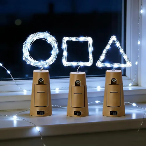 Vista 8 de VOOKRY Luces para botellas de vino con 20 luces LED de corcho, funciona con pilas, mini luces de alambre de cobre para botellas de bricolaje