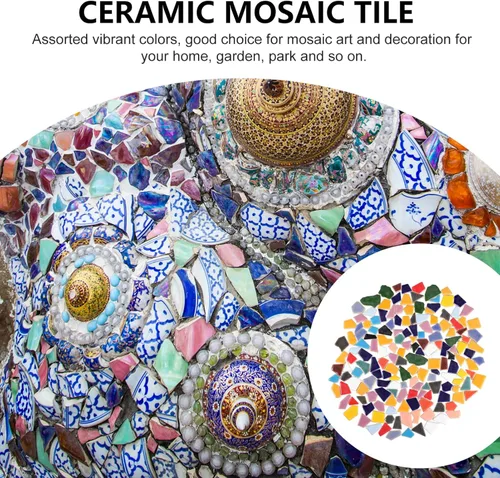 Vista 7 de VILLCASE Azulejos de mosaico de cristal Marcos de fotos de mosaico de cerámica Azulejos de cerámica Decoración turquesa Azulejos de mosaico DIY