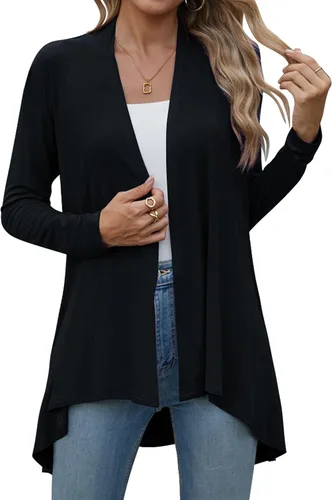 Vista 4 de POGTMM Women's Open Front Casual Long Sleeve Lightweight Drape Cardigans Sweater Duster with Pockets (S-3XL)