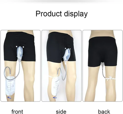 Vista 2 de Bolsa de orina portátil, bolsa de orina masculina, pantalones de incontinencia para hombres, bolsas de recolección masculina reutilizables