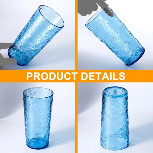 Vista 3 de KX-WARE Vasos de agua acrílicos de 26 onzas, vasos de plástico más grandes, juego de 8 colores mixtos