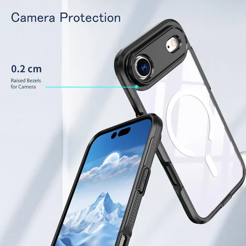 Vista 4 de Funda magnética para iPhone 17 Air, compatible con MagSafe, panel trasero transparente que nunca se pone amarilla, protector de cámara, imanes
