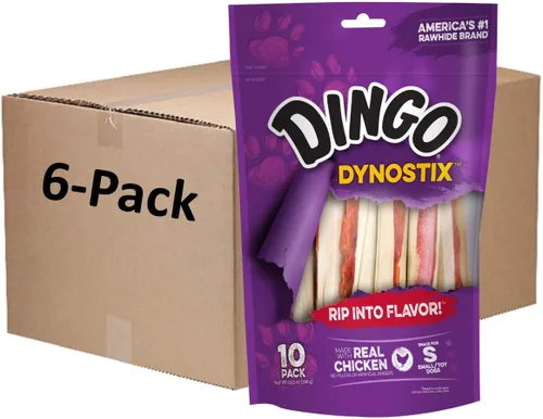 Vista 6 de Dingo Dynostix Premium - Golosinas de cuero crudo hechas con pollo real, sin rellenos ni carpetas artificiales, marca #1 de cuero crudo de Estados