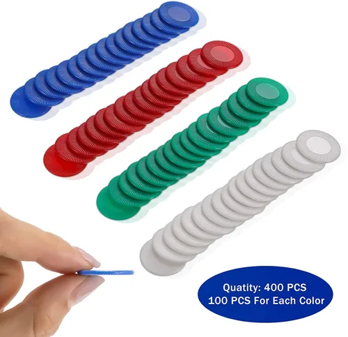 Vista 3 de Skylety 400 fichas de póquer de plástico Fichas de juego de 4 colores para niños jugando aprendiendo matemáticas contando juegos de bingo tarjeta