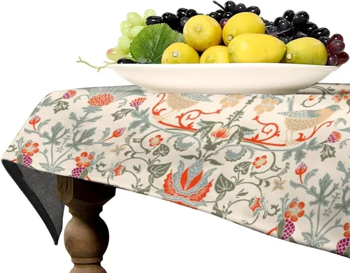 Vista 80 de Mantel Floral Retro de Pájaros, Diseño Original Bohemio William Morris Estampado Cubierta de Mesa para Hogar Picnic Fiesta Comedor Cocina William