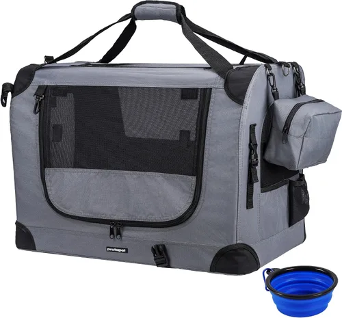 Vista 8 de Prutapet Transportador grande para gatos de 24 x 16.5 x 16.5 pulgadas, jaula portátil para perros pequeños y medianos, plegable, con cuenco plegable