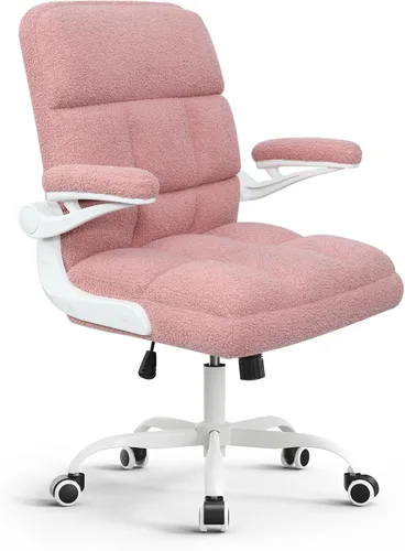 Vista 12 de Silla de oficina con ruedas, silla ergonómica para computadora de oficina en casa con reposabrazos abatibles, silla de escritorio ajustable