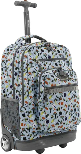 Vista 45 de J World Sundance Mochila Rodante para Laptop para Niñas y Niños. Mochila Escolar con Ruedas, Rombos negro, 20 pulgadas