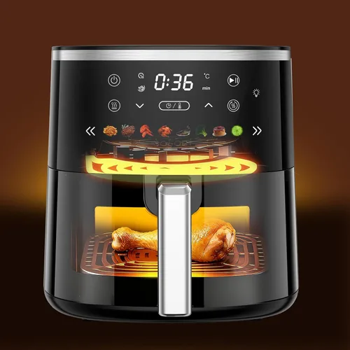 Vista 3 de Freidora de aire digital con ventana, 6 cuartos de galón, 1550W, 8 presets, temporizador y control de temperatura