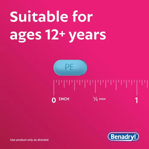 Vista 6 de Benadryl Allergy Plus Congestión Ultratabs, medicamento con difenhidramina HCl antihistamínico y fenilefrina HCl Descongestionante nasal, tabletas