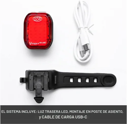 Vista 2 de NiteRider Vmax+ 180 lúmenes USB-C recargable bicicleta luz trasera potente luz diurna visible bicicleta luz trasera LED fácil de instalar carretera