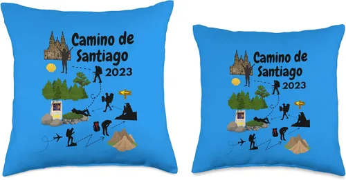 Vista 3 de El Camino de Santiago Pilgrim Camino Santiago de Compostela 2023 Pilgrim Journey - Almohada (16 x 16 pulgadas), multicolor