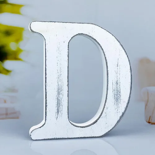 Vista 12 de Letras rústicas de madera blanca de 6 pulgadas, letras de madera sin terminar para decoración de pared, letras blancas retro de pie, decoración