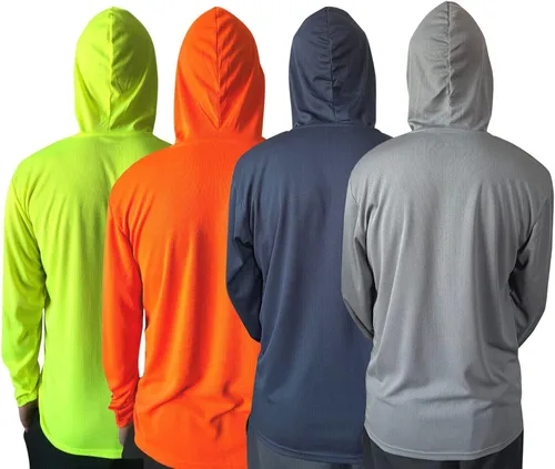 Vista 4 de Camiseta de manga larga transpirable con protección solar UPF 50+ para hombre, con capucha