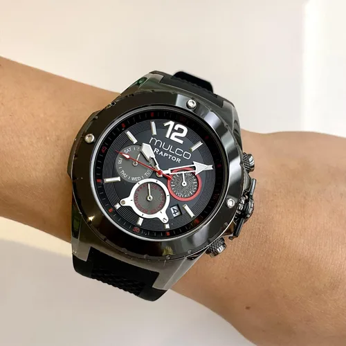 Vista 5 de MULCO Mens Watch Kripton Stainless Steel with Silicone Strap Quartz Chronograph Movement Premium Analog Display, Water Resistant