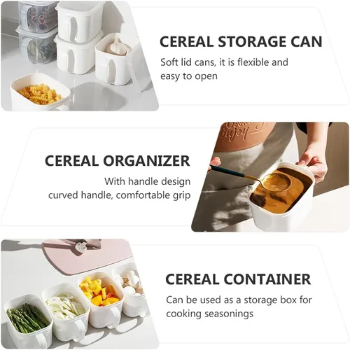 Vista 8 de Hemoton Contenedores de almacenamiento de plástico blanco para refrigerador con asa, contenedor de almacenamiento de alimentos, caja Bento