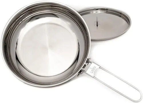 Vista 3 de The Pathfinder School - Sartén plegable de acero inoxidable con tapa (20.3 cm)