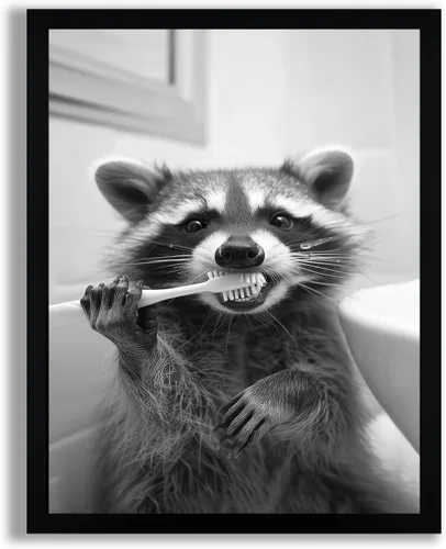 Vista 14 de SYWENNOI Arte de Pared en Lienzo Enmarcado en Blanco y Negro para Baño, Divertido Gato Negro Sentado en el Inodoro Leyendo Periódico Decoración