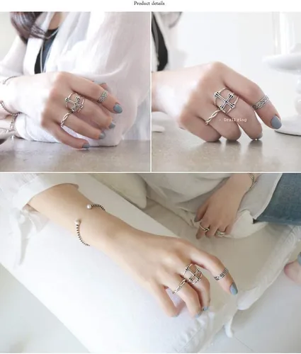 Vista 35 de CANDYFANCY Anillo de nudo celta de plata de ley 925 abierto para el dedo medio nudillo para mujer, tamaño ajustable 4-7