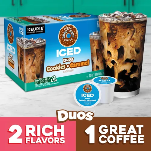 Vista 3 de The Original Donut Shop ICED Duos Cookies + Caramel Coffee, Keurig Cápsulas K-Cup de una sola porción, 60 unidades (6 paquetes de 10)