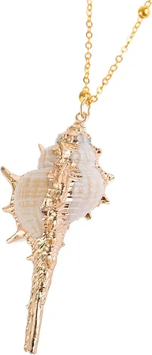 Vista 2 de Dcfywl731 3 piezas de collar de concha de mar para mujer, collares de playa, collar de caracola, collar de cadena de oro