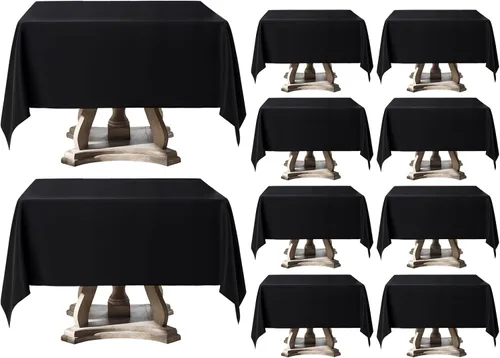 Vista 44 de Mantel Cuadrado 52 x 52 Pulgadas Manteles Negros Resistente a Manchas y Arrugas Lavable de Poliéster para Fiestas, Buffets y Bodas Mantel