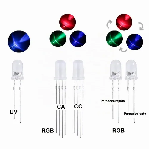 Vista 4 de Elegoo kit de led surtidos transparentes y difusos de 3mm y 5mm, US-EL-CP-010, 0.15watts